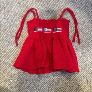 4th of July Patriotic Red Sleeveless Top Toddler Kids Holiday Summer Size 12-18